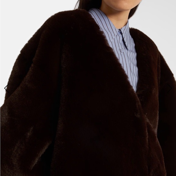 The Frankie Shop Rich Chocolate Faux Fur Matera Coat - Picture 3 of 3